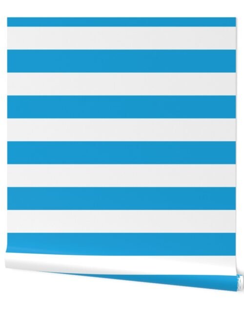 Oktoberfest Bavarian Blue and White Large Cabana Stripes Wallpaper