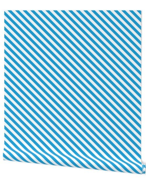 Oktoberfest Bavarian Blue and White Small Candy Cane Stripes Wallpaper