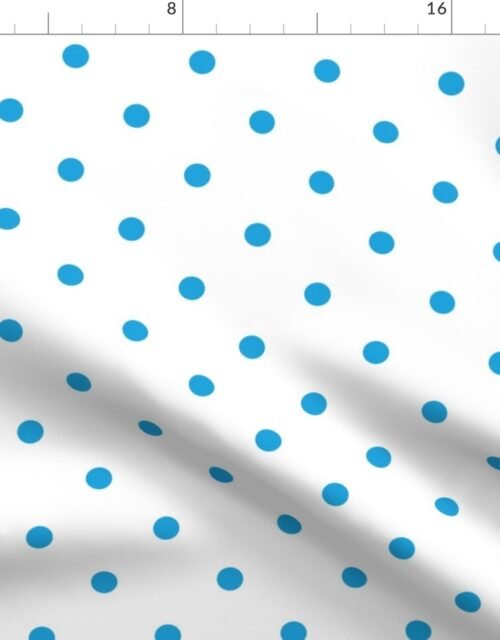 Mini Oktoberfest Bavarian Blue Polkadots on White Fabric