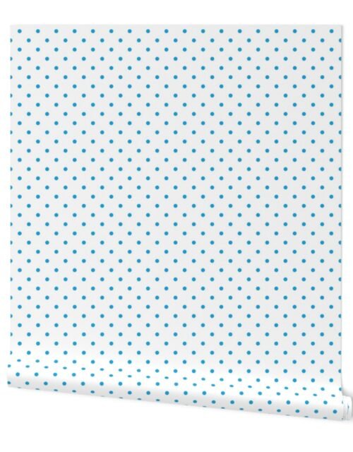 Mini Oktoberfest Bavarian Blue Polkadots on White Wallpaper