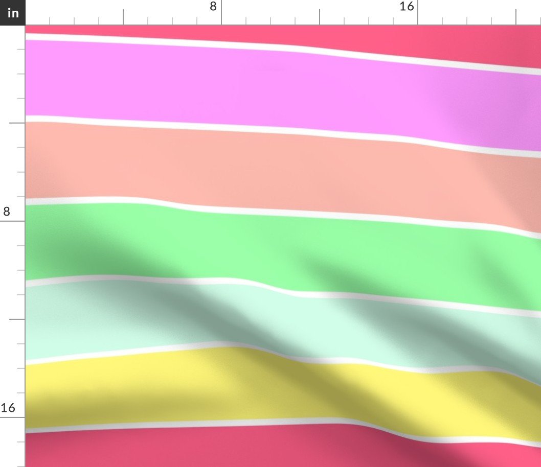 Pastel Rainbow Sorbet Horizontal Deck Chair Stripes Fabric Pastel Rainbow Sorbet Horizontal Deck Chair Stripes Fabric