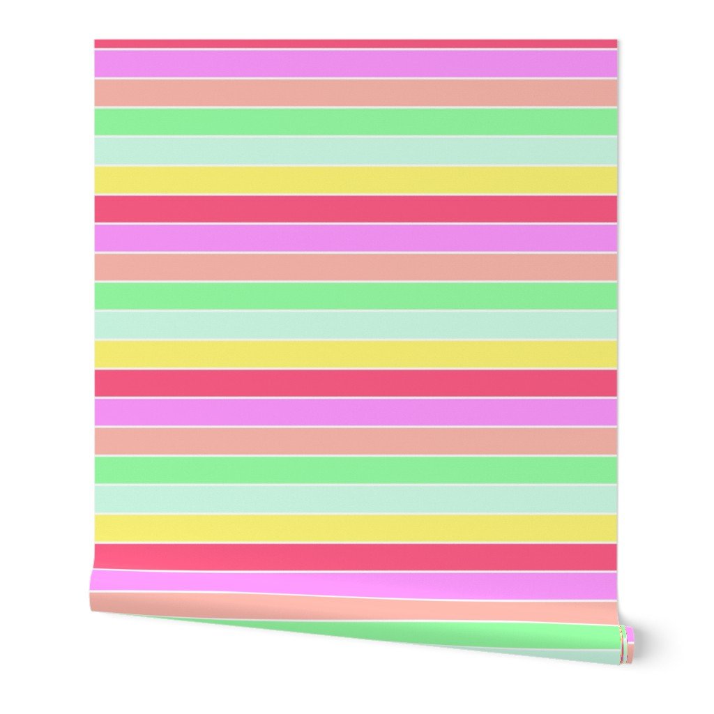 Pastel Rainbow Sorbet Horizontal Deck Chair Stripes Wallpaper Pastel Rainbow Sorbet Horizontal Deck Chair Stripes Wallpaper