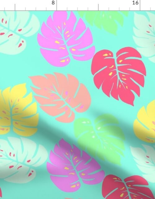 Pastel Rainbow Monstera Fabric