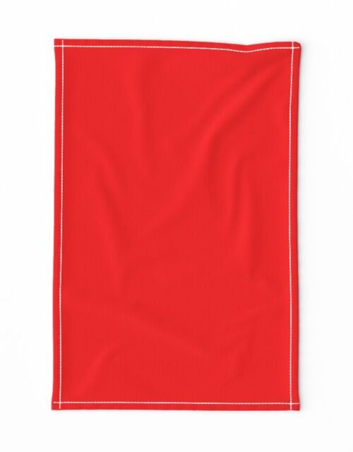 Bright Fluorescent Fireball Red Neon Tea Towel