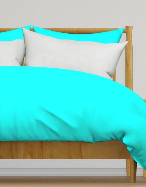 Bright Neon Aqua Blue Solid Coordinate Duvet Cover