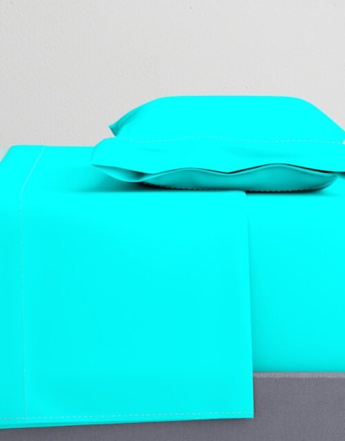 Bright Neon Aqua Blue Solid Coordinate Sheet Set