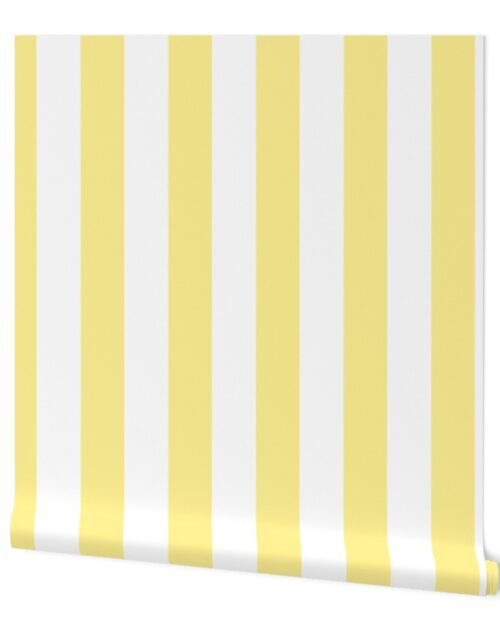 Buttermilk Yellow and White 3 Inch Vertical Circus Stripes Wallpaper