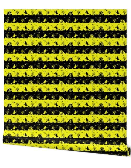 Cats Eye Yellow and Black Halloween Nightmare Stripes Wallpaper