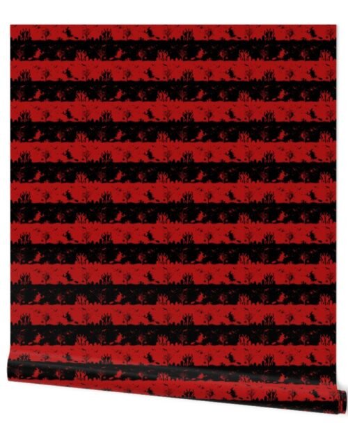 Blood Red and Black Halloween Nightmare Stripes Wallpaper