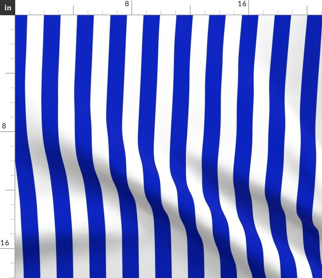 1″ Vertical Cobalt Blue and White Stripe Fabric 1" Vertical Cobalt Blue and White Stripe Fabric