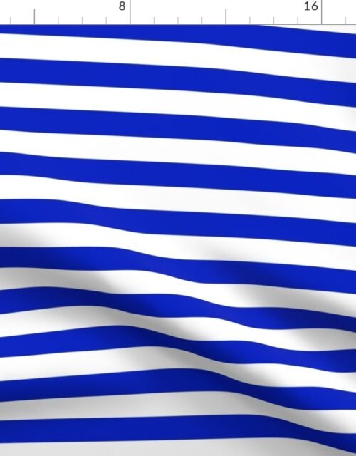1" Horizontal Cobalt Blue and White Stripe Fabric