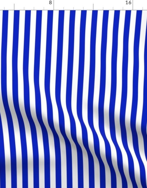1/2" Vertical Cobalt Blue and White Stripe Fabric