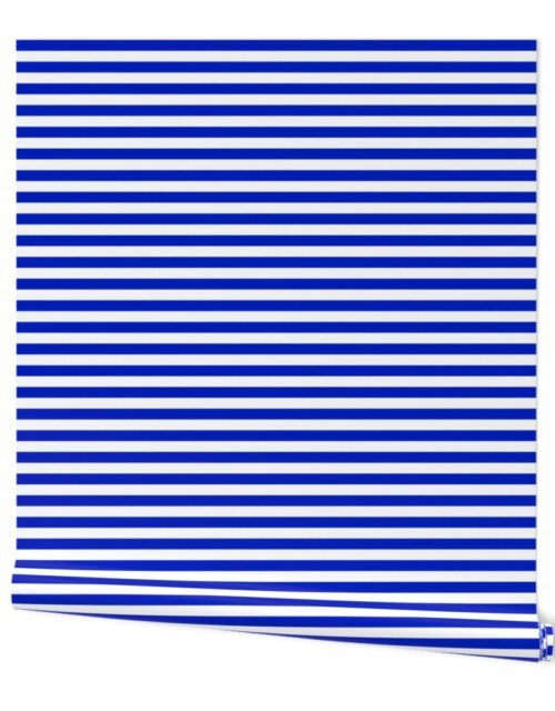 1/2" Horozontal Cobalt Blue and White Stripe Wallpaper