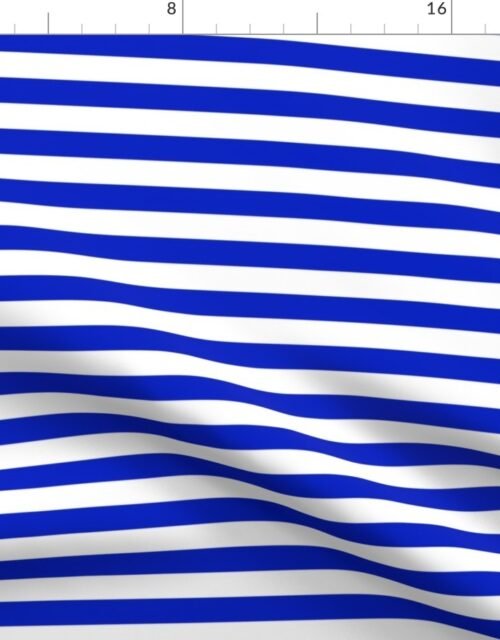 3/4" Horizontal Cobalt Blue and White Stripe Fabric