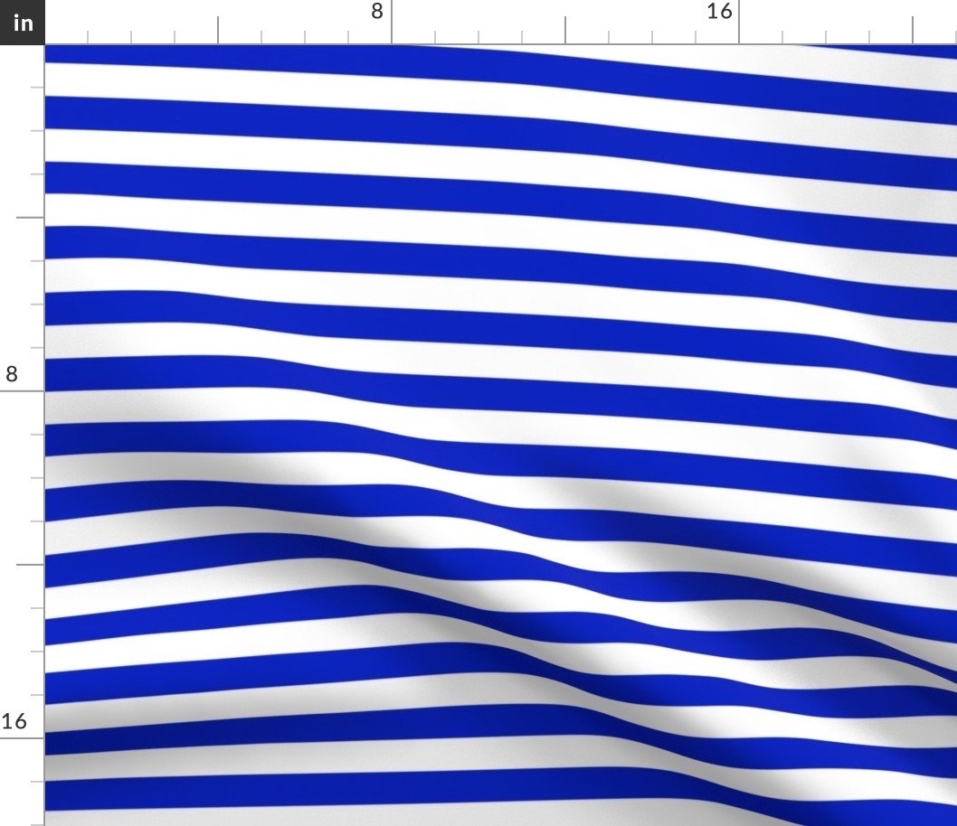 3/4″ Horizontal Cobalt Blue and White Stripe Fabric 3/4" Horizontal Cobalt Blue and White Stripe Fabric
