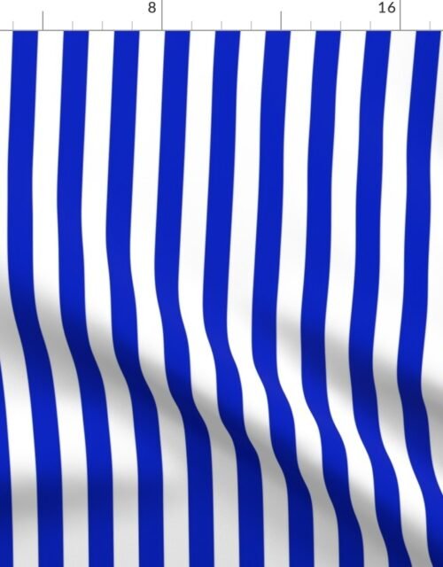 3/4" Vertical Cobalt Blue and White Stripe Fabric