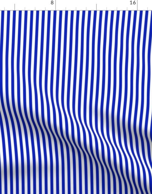 1/4" Vertical Cobalt Blue and White Stripe Fabric