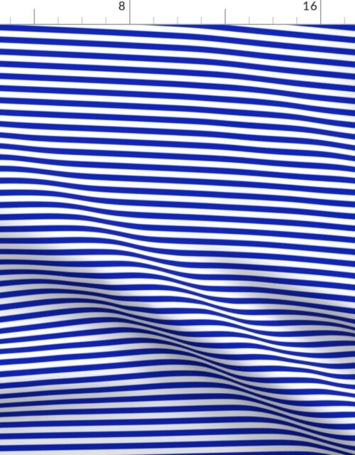 1/4" Horizontal Cobalt Blue and White Stripe Fabric