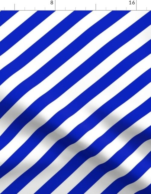 1" Wide Diagonal Cobalt Blue Candy Cane Stripes Fabric