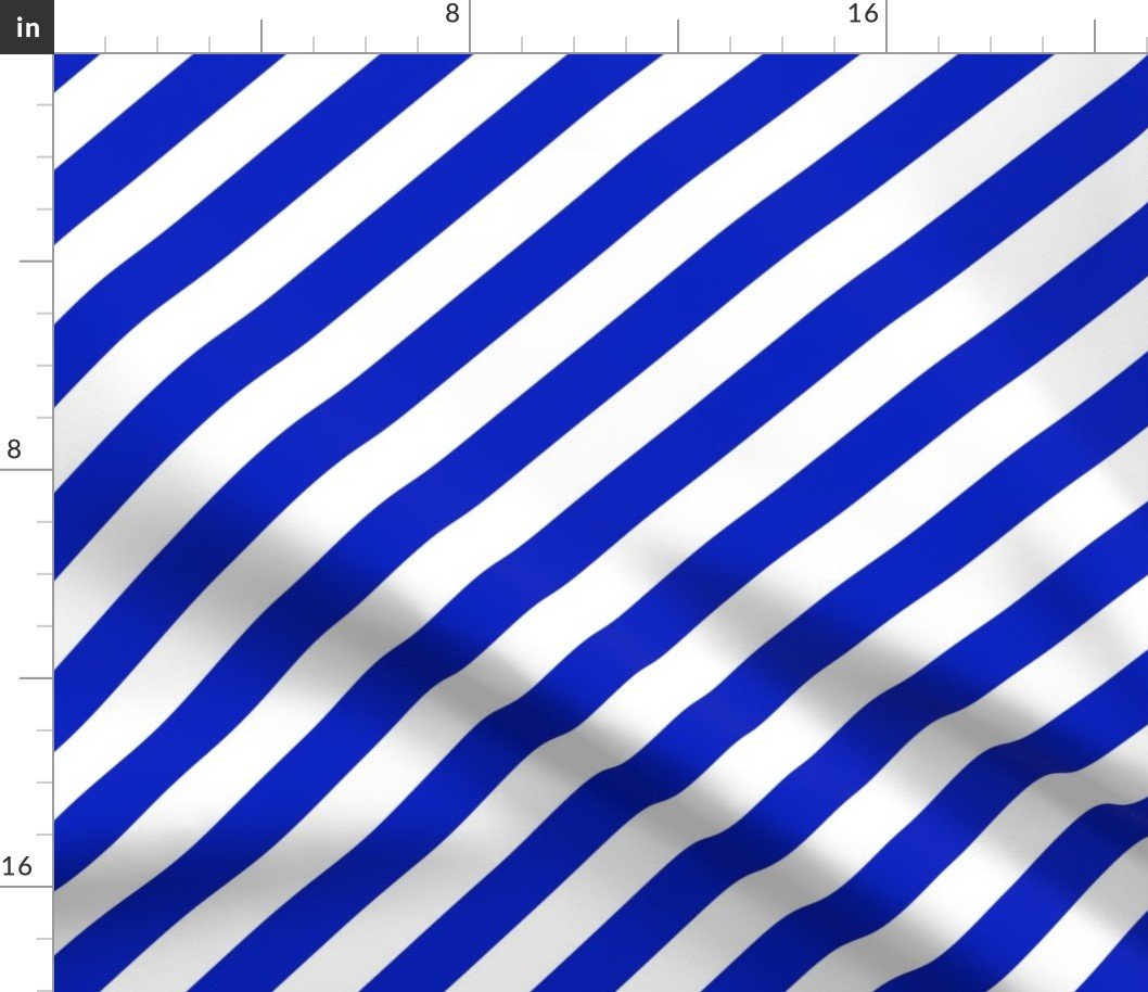 1″ Wide Diagonal Cobalt Blue Candy Cane Stripes Fabric 1" Wide Diagonal Cobalt Blue Candy Cane Stripes Fabric
