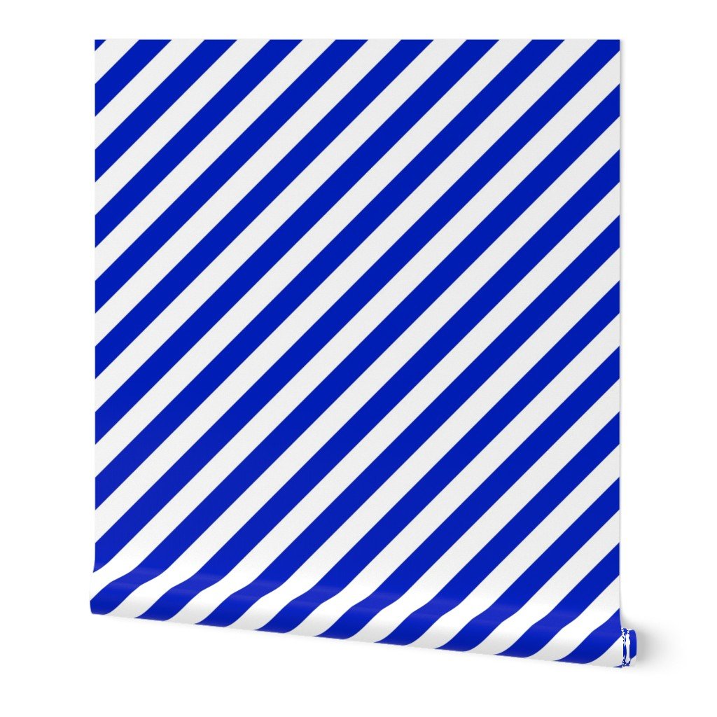 1″ Wide Diagonal Cobalt Blue Candy Cane Stripes Wallpaper 1" Wide Diagonal Cobalt Blue Candy Cane Stripes Wallpaper
