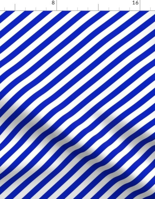1/2" Wide Diagonal Cobalt Blue Candy Cane Stripes Fabric