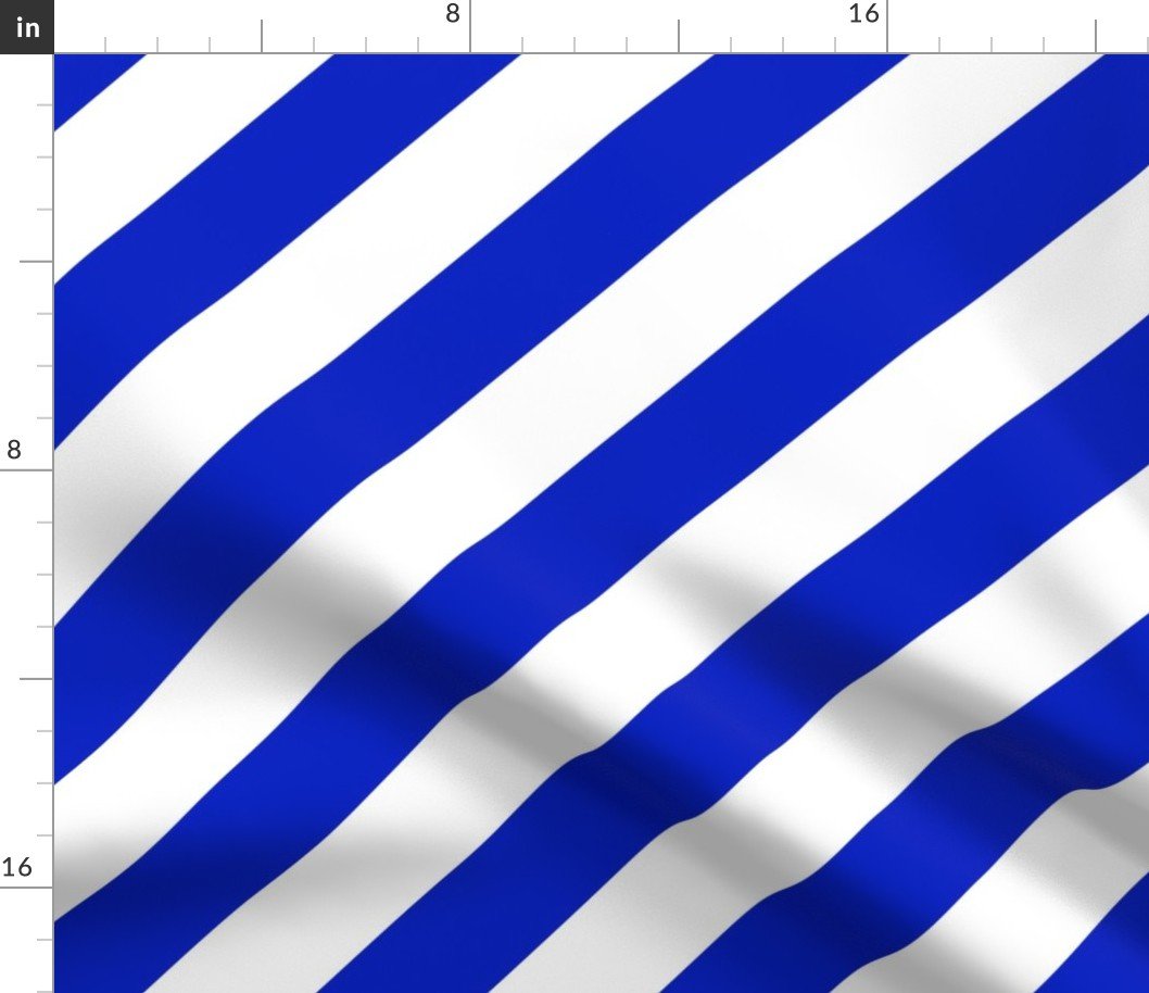 2″ Wide Diagonal Cobalt Blue Candy Cane Stripes Fabric 2" Wide Diagonal Cobalt Blue Candy Cane Stripes Fabric