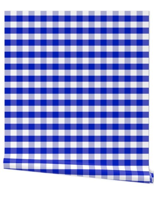 1" Cobalt Blue and White Gingham Check Wallpaper