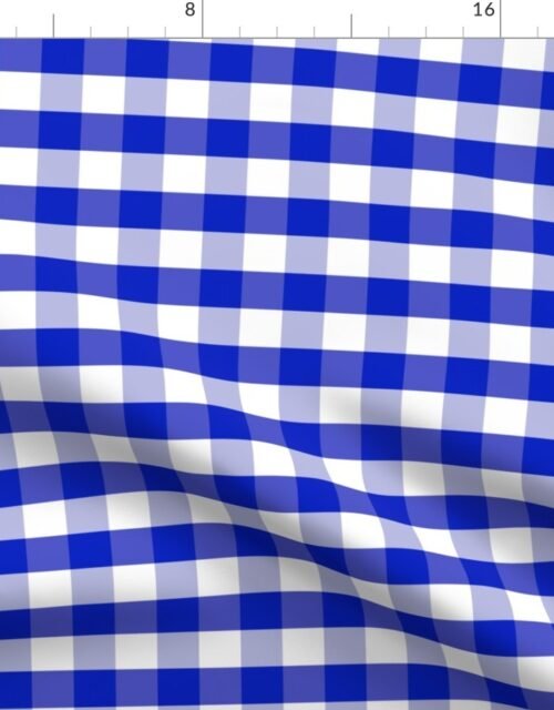 1" Cobalt Blue and White Gingham Check Fabric