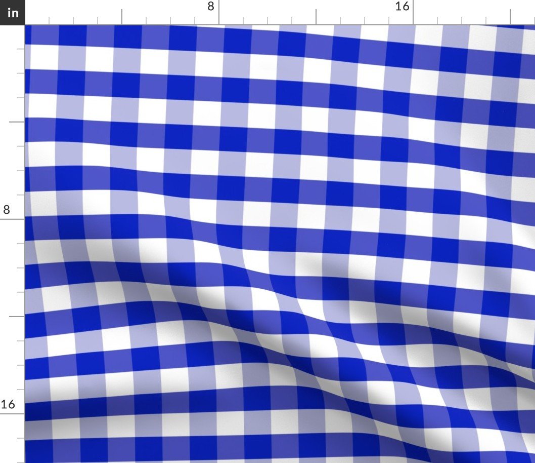 1″ Cobalt Blue and White Gingham Check Fabric 1" Cobalt Blue and White Gingham Check Fabric