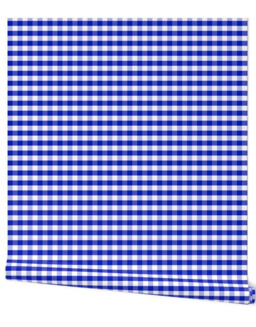 1/2" Cobalt Blue and White Gingham Check Wallpaper