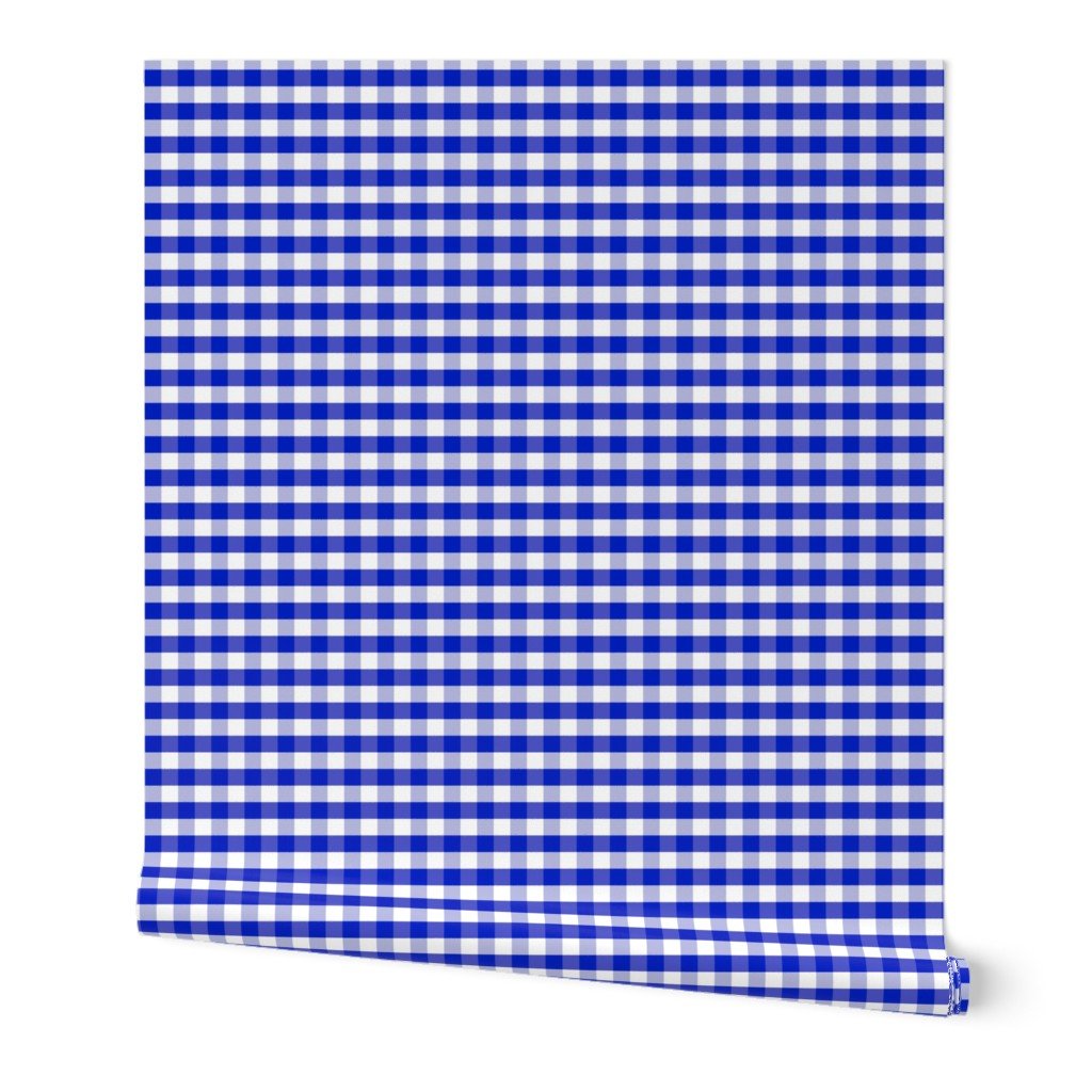 1/2″ Cobalt Blue and White Gingham Check Wallpaper 1/2" Cobalt Blue and White Gingham Check Wallpaper