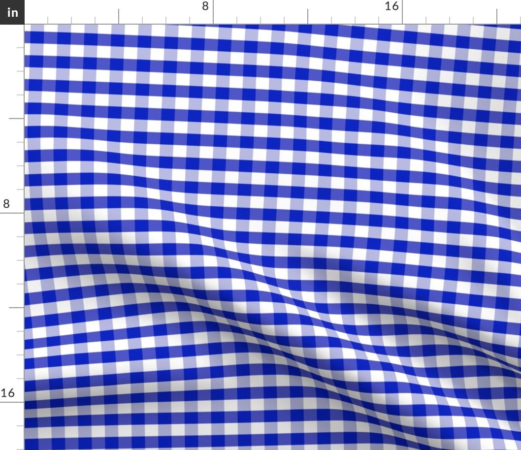 1/2″ Cobalt Blue and White Gingham Check Fabric 1/2" Cobalt Blue and White Gingham Check Fabric