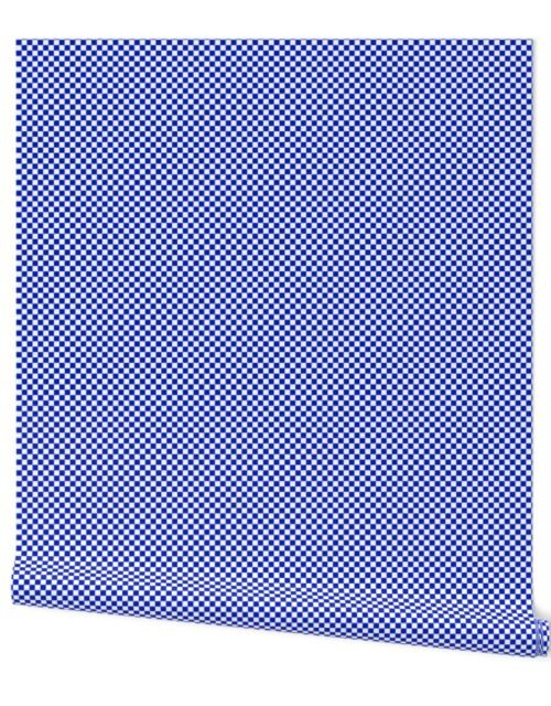 1/4" Cobalt Blue and White Checkerboard Squares Wallpaper