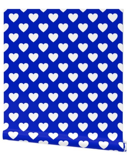 2" Cobalt Blue and White Hearts Wallpaper