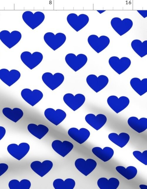 2" Cobalt Blue Hearts on White` Fabric