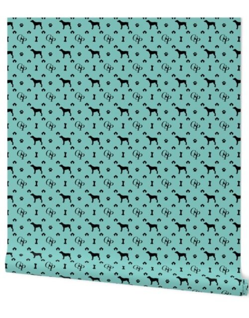 Louis Luxury Monogram German Shorthair Pointer on Aqua Wallpaper