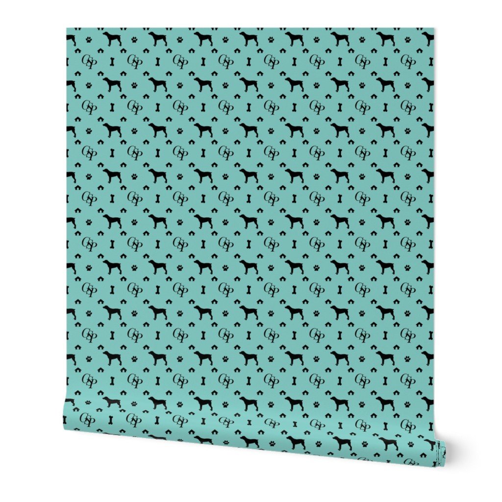 Louis Luxury Monogram German Shorthair Pointer on Aqua Wallpaper Louis Luxury Monogram German Shorthair Pointer on Aqua Wallpaper