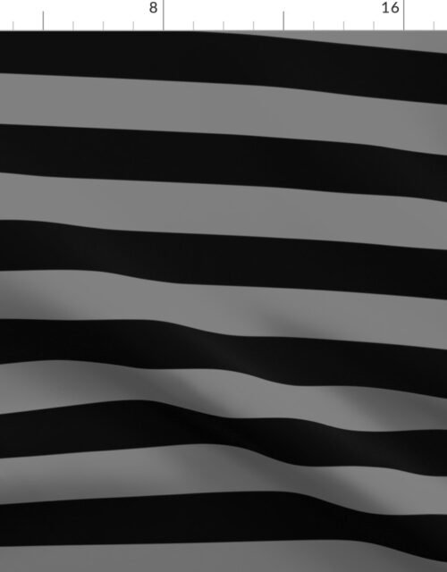 Tombstone Grey and Black Horizontal Witch Stripes Fabric