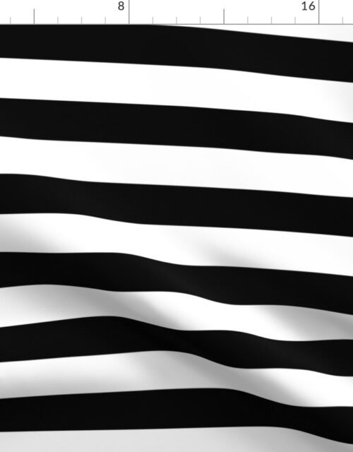 Small Cat Black and White Horizontal Witch Stripes Fabric