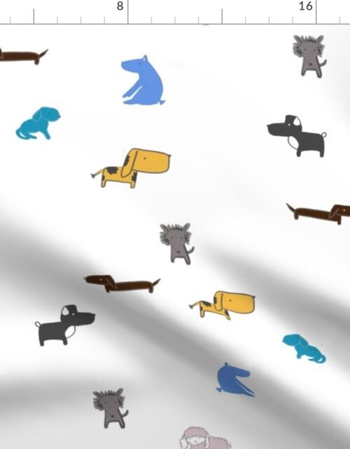 It's a Dog's World Hand-Painted Dogs on Cream Fabric