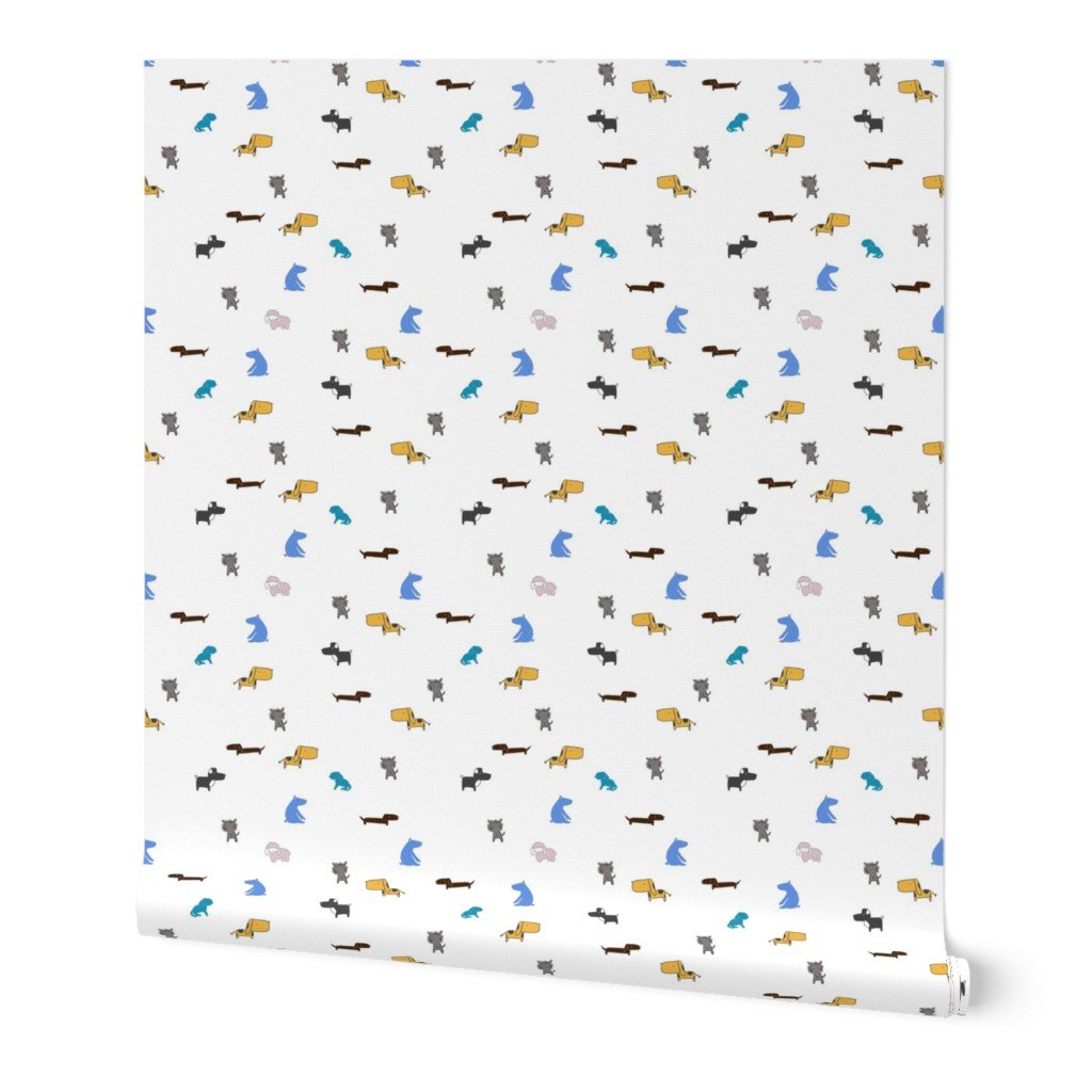 It’s a Dog’s World Hand-Painted Dogs on Cream Wallpaper It's a Dog's World Hand-Painted Dogs on Cream Wallpaper