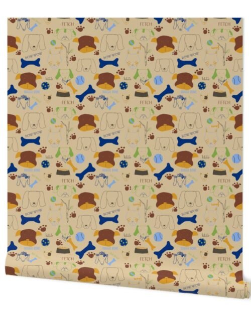 Doggie Be Good on Khaki Beige Wallpaper