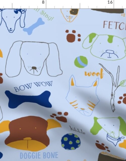 Doggie Be Good on Blue Fabric