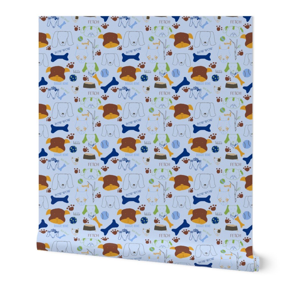 Doggie Be Good on Blue Wallpaper Doggie Be Good on Blue Wallpaper