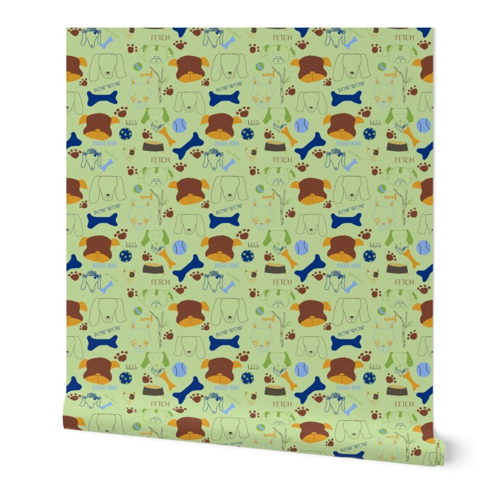 Doggie Be Good on Green Wallpaper Doggie Be Good on Green Wallpaper