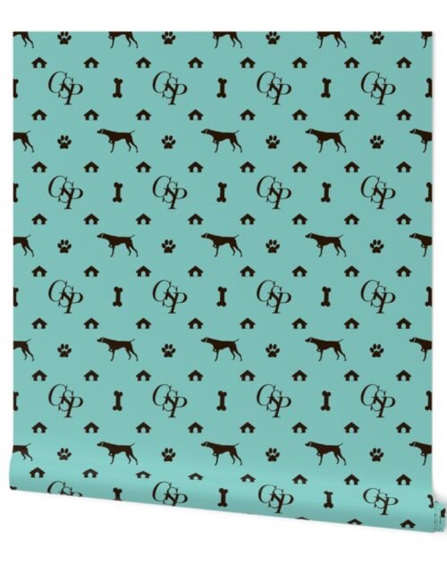 Brown German Shorthair Pointers on Aqua Wallpaper