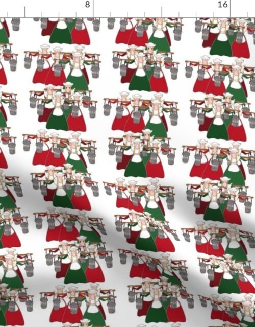 12 Days of Christmas 8 Maids A-Milking Fabric