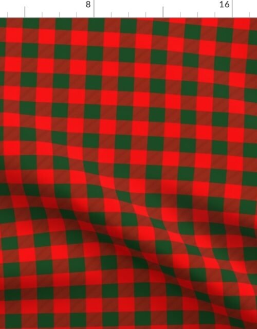 Tiny Holly Red and Balsam Green Christmas Country Cabin Buffalo Check Fabric