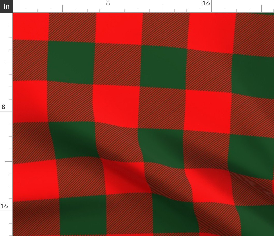 Jumbo Holly Red and Balsam Green Christmas Country Cabin Buffalo Check Fabric Jumbo Holly Red and Balsam Green Christmas Country Cabin Buffalo Check Fabric